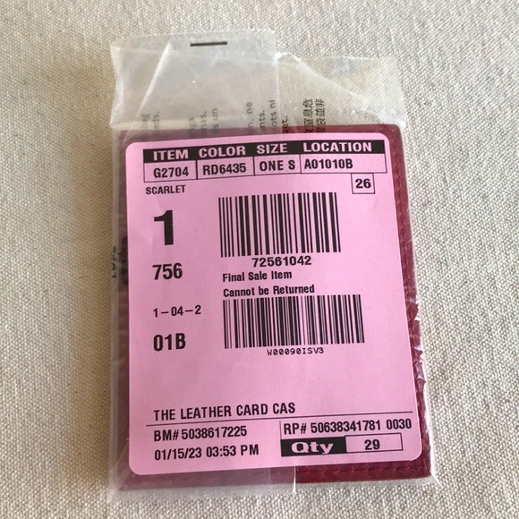 NWT Card Case Madewell red leather wallet Mini slim wallet Valentine gift idea - Picture 2 of 3